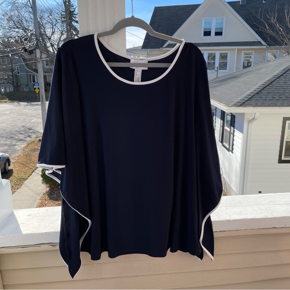 Joseph Ribkoff Trim Detail Flowy Sleeve Top Size 22 (NWT) - Picture 2 of 9